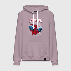Толстовка-худи хлопковая женская Человек паук, цвет: сиреневый