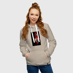 Толстовка-худи хлопковая женская Новый человек паук в темноте, цвет: миндальный — фото 2