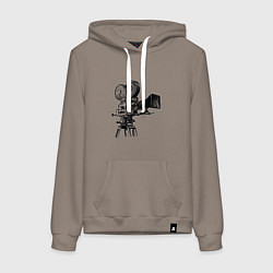 Толстовка-худи хлопковая женская Кинооператор, цвет: утренний латте