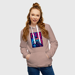 Толстовка-худи хлопковая женская Counter Strike go - neon glow, цвет: пыльно-розовый — фото 2