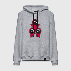 Толстовка-худи хлопковая женская Squid game little men, цвет: меланж