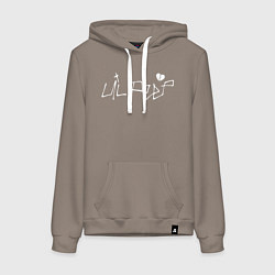 Толстовка-худи хлопковая женская Lil Peep playlist bill 2, цвет: утренний латте