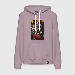 Толстовка-худи хлопковая женская Дандадан: Все герои, цвет: сиреневый
