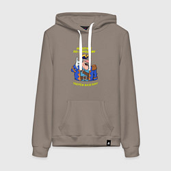 Толстовка-худи хлопковая женская Не хотите по-хорошему уберем вазелин, цвет: утренний латте