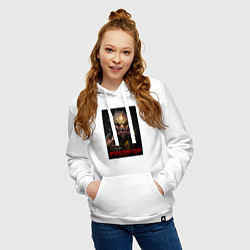 Толстовка-худи хлопковая женская Хищник - рык, цвет: белый — фото 2