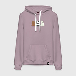 Толстовка-худи хлопковая женская Три мишки, цвет: сиреневый