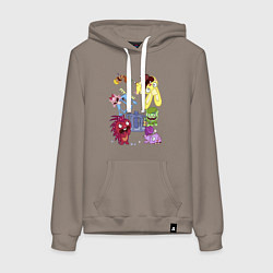 Толстовка-худи хлопковая женская Happy three friends - carousel, цвет: утренний латте