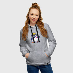 Толстовка-худи хлопковая женская Король пингвин, цвет: меланж — фото 2