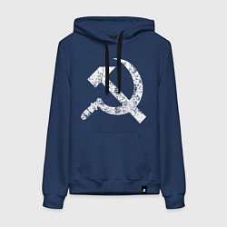 Толстовка-худи хлопковая женская Серп и молот символ, цвет: тёмно-синий