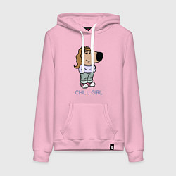 Толстовка-худи хлопковая женская Чилл девушка, цвет: светло-розовый