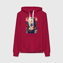 Толстовка-худи хлопковая женская Мона Лиза - панк в татухах, цвет: маджента