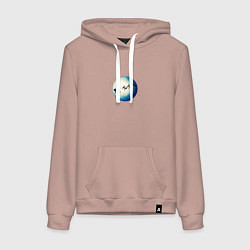 Толстовка-худи хлопковая женская Санта на оленях - светлый, цвет: пыльно-розовый