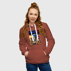 Толстовка-худи хлопковая женская Sonic and his team - movie, цвет: кирпичный — фото 2