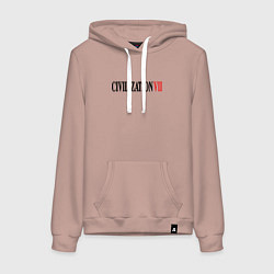 Толстовка-худи хлопковая женская Civilization VII, цвет: пыльно-розовый