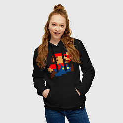 Толстовка-худи хлопковая женская Mario 8 bit, цвет: черный — фото 2