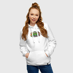 Толстовка-худи хлопковая женская Зомби и растения, цвет: белый — фото 2