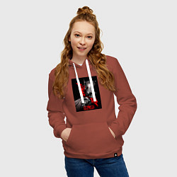 Толстовка-худи хлопковая женская Бэтмен и пингвин, цвет: кирпичный — фото 2