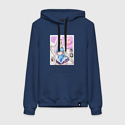 Толстовка-худи хлопковая женская Blackpink - Rose, цвет: тёмно-синий