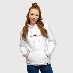 Толстовка-худи хлопковая женская Blackpink - emblem of group of South Korea, цвет: белый — фото 2