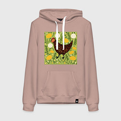 Толстовка-худи хлопковая женская Курочка ряба, цвет: пыльно-розовый