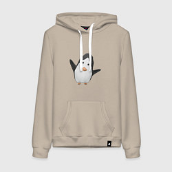 Толстовка-худи хлопковая женская Cartoon penguin, цвет: миндальный