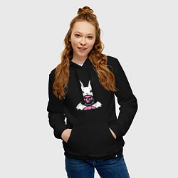 Толстовка-худи хлопковая женская Череп - кролик, цвет: черный — фото 2