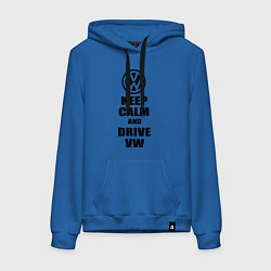 Толстовка-худи хлопковая женская Keep Calm & Drive VW, цвет: синий