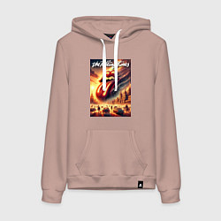 Толстовка-худи хлопковая женская Logo of the Rollings Stones, цвет: пыльно-розовый