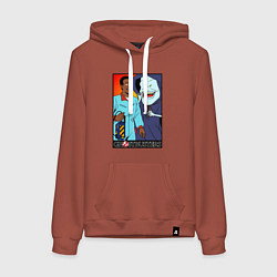 Толстовка-худи хлопковая женская Ghostbusters - Winston and the sandman, цвет: кирпичный