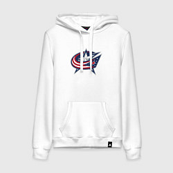 Толстовка-худи хлопковая женская Columbus blue jackets - hockey team - emblem, цвет: белый