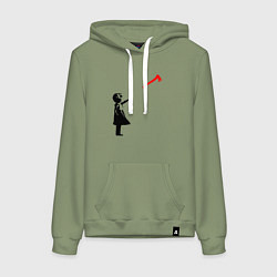 Толстовка-худи хлопковая женская Девочка и топор, цвет: авокадо