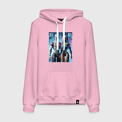 Толстовка-худи хлопковая женская Barbie and Ken - cyber fantasy, цвет: светло-розовый