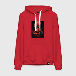 Толстовка-худи хлопковая женская Дэдпул ярость, цвет: красный