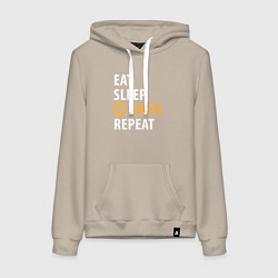 Толстовка-худи хлопковая женская Eat sleep drive, цвет: миндальный