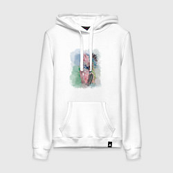 Толстовка-худи хлопковая женская Почти исчезнувшие виды, цвет: белый
