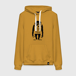 Толстовка-худи хлопковая женская Будь реалистом, цвет: горчичный