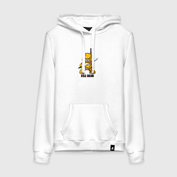 Толстовка-худи хлопковая женская Убийственный медведь скатаной пародия Килл Билл, цвет: белый