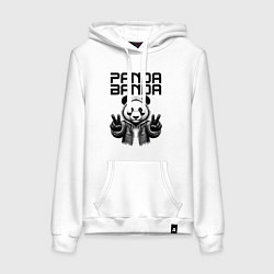 Толстовка-худи хлопковая женская Panda banda - mafia, цвет: белый