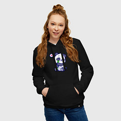 Толстовка-худи хлопковая женская Lovely panda, цвет: черный — фото 2