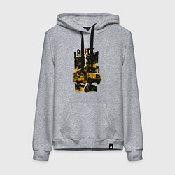 Толстовка-худи хлопковая женская ACDC автобус, цвет: меланж