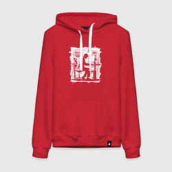Толстовка-худи хлопковая женская Админ за компьютером, цвет: красный