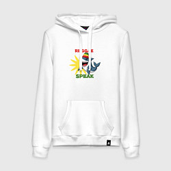 Толстовка-худи хлопковая женская Акула растаман, цвет: белый