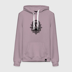 Толстовка-худи хлопковая женская Босс орнамент, цвет: сиреневый