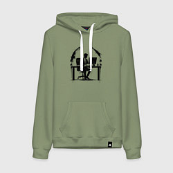 Толстовка-худи хлопковая женская Офисный планктон граффити, цвет: авокадо