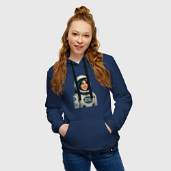 Толстовка-худи хлопковая женская Билли Айлиш космонавт, цвет: тёмно-синий — фото 2