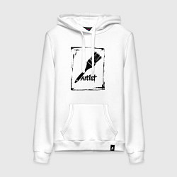 Толстовка-худи хлопковая женская Кисть художника, цвет: белый