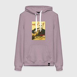 Толстовка-худи хлопковая женская Кот не хочет валерьянку, цвет: сиреневый