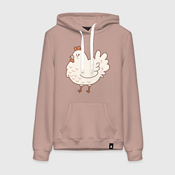Толстовка-худи хлопковая женская Довольная жизнью курочка, цвет: пыльно-розовый