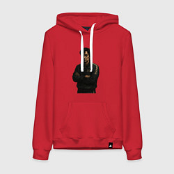 Толстовка-худи хлопковая женская Игрок 218 скрещенные руки на груди, цвет: красный
