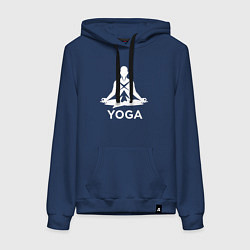 Толстовка-худи хлопковая женская Медитация в позе лотоса, цвет: тёмно-синий